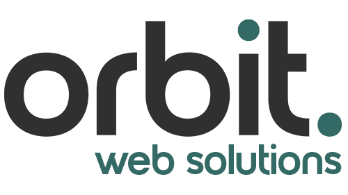 Logo with the word 'orbit' in lowercase, featuring a modern, bold font. The dot on the 'i' and a circular dot after the word 'orbit' are coloured in teal, while the rest of the text is in black.